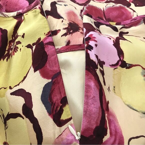 Pendleton Burgundy Cream Pink Floral 100% Silk Skirt - Picture 9 of 12